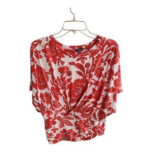 Vince Camuto Red Floral Drape Front Women's Top XL